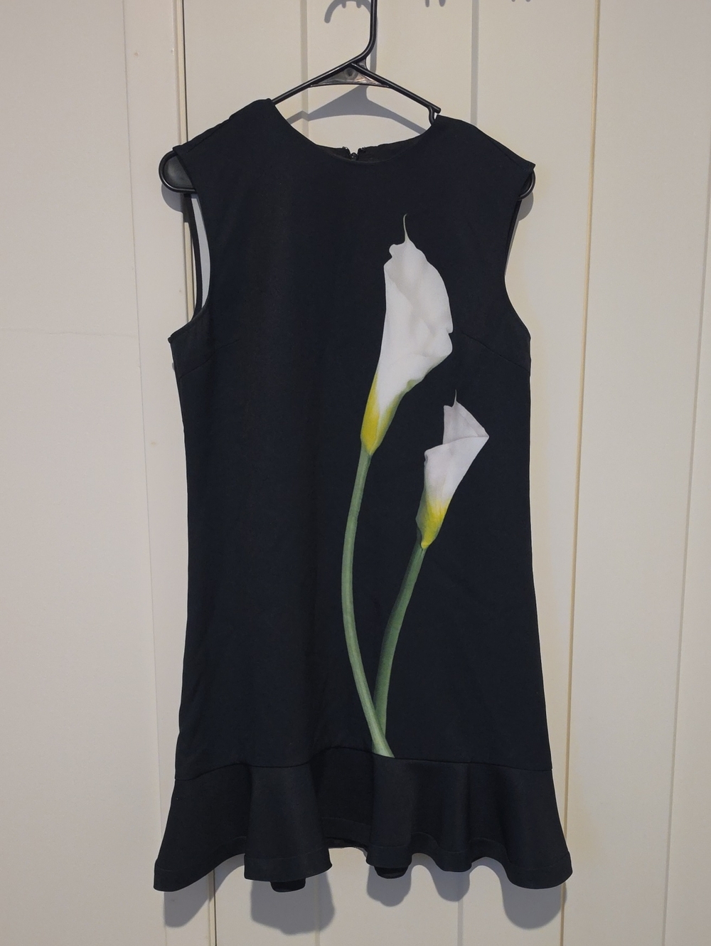 Victoria Beckham for Target Black Sleeveless Dress with White Calla Lily Print